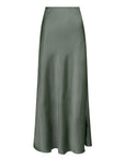 NEO NOIR VICKY HEAVY SATEEN SKIRT SMOKED GREEN