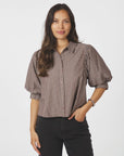 Neo Noir Etta Soft Stripe Stone Shirt