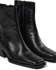 Skinn boots med fyrkantig tå
