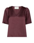 NEO NOIR Largo Heavy Sateen Blouse BURGUNDY