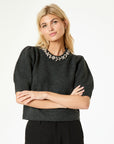 NEO NOIR Maia Stone Knit blouse ANTRACIT