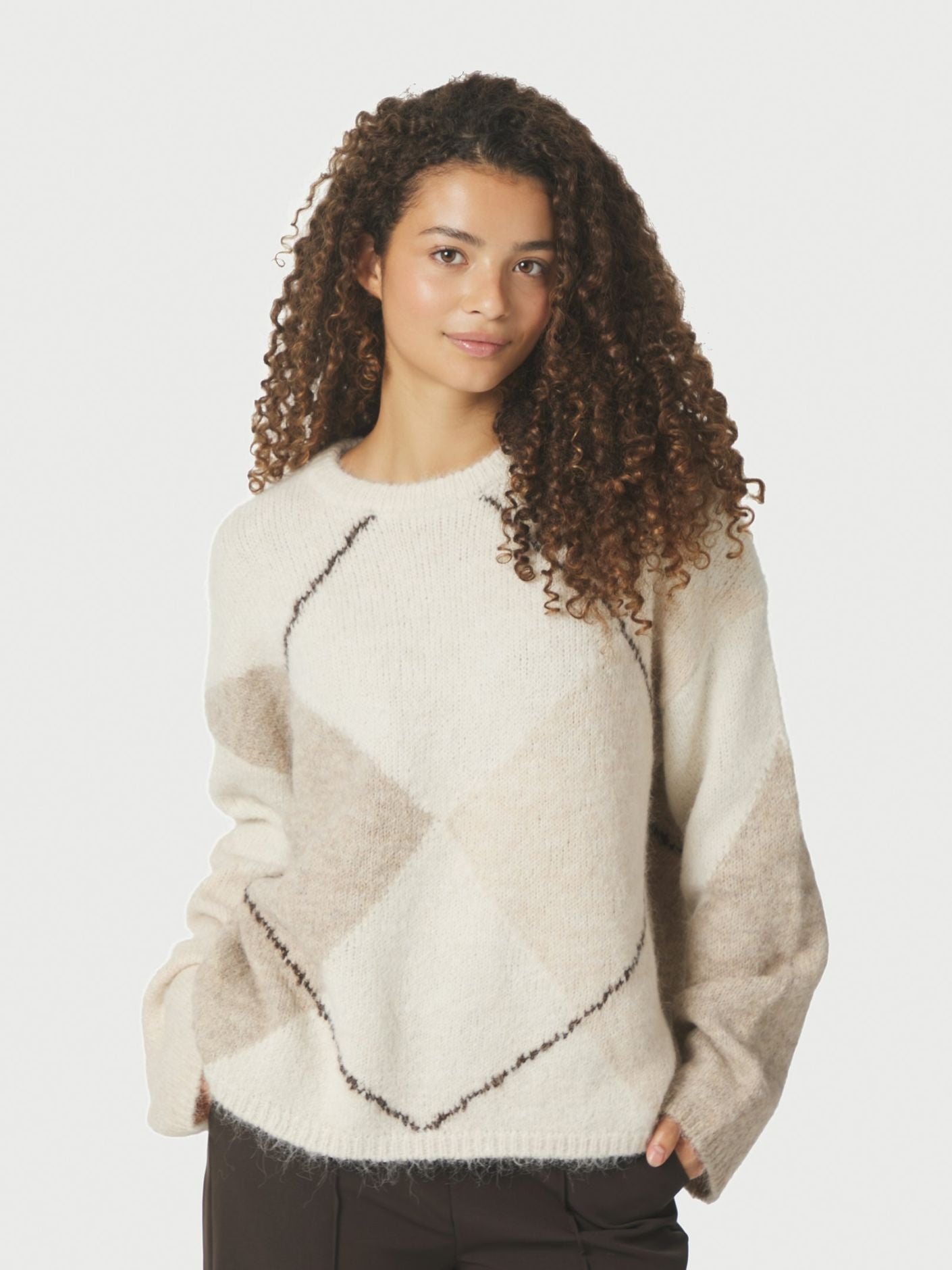 NEO NOIR Inga Check Fluff Knit Blouse
