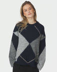 NEO NOIR Inga Check Fluff Knit Blouse