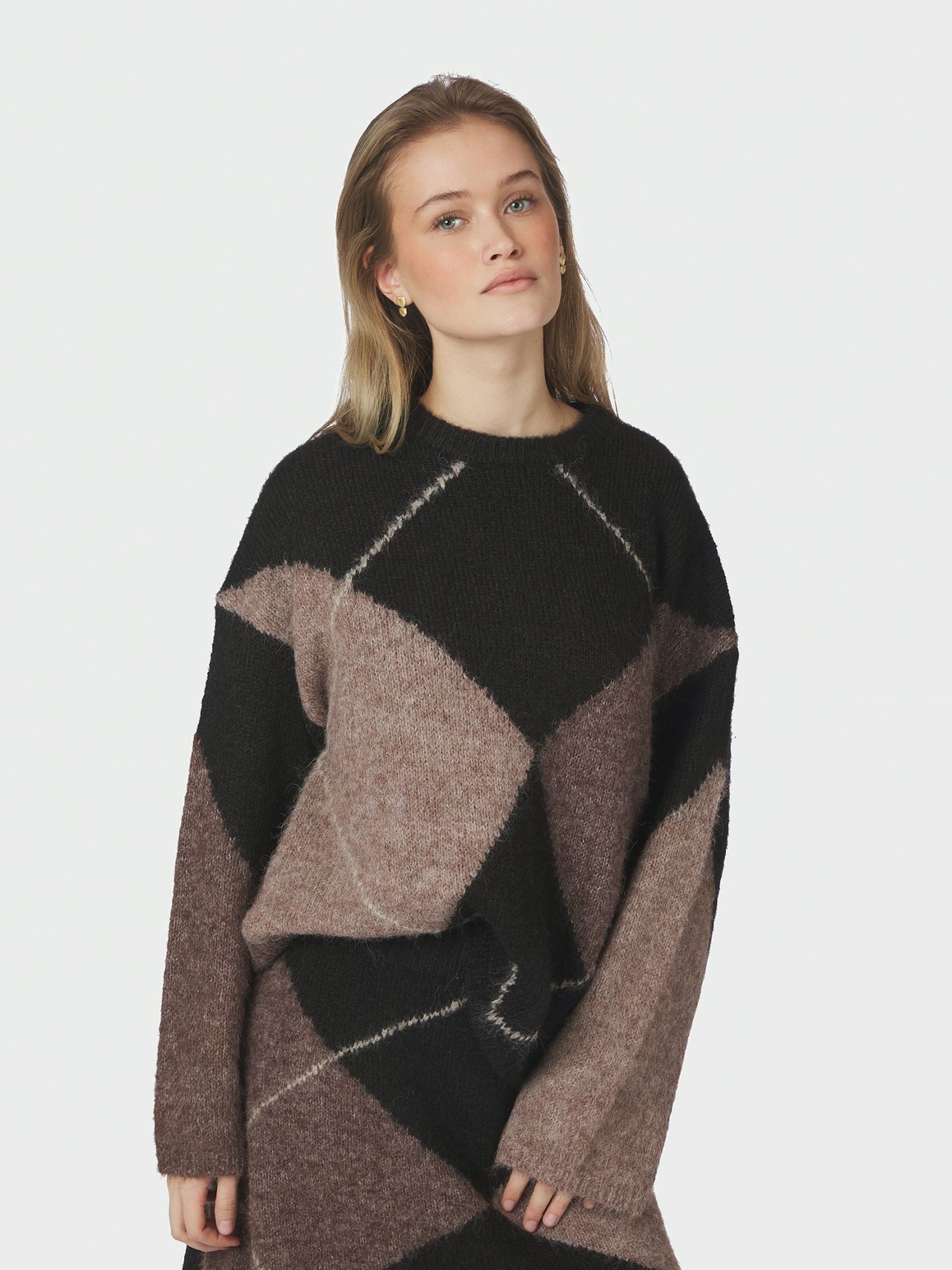 NEO NOIR Inga Check Fluff Knit Blouse