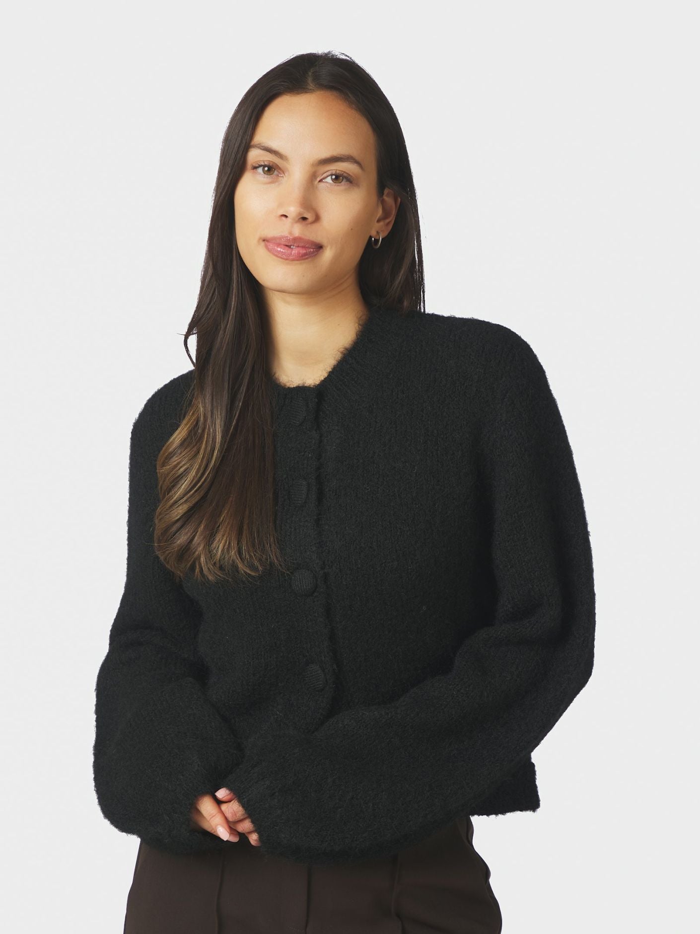 NEO NOIR Gio Fluffy Knit Cardigan