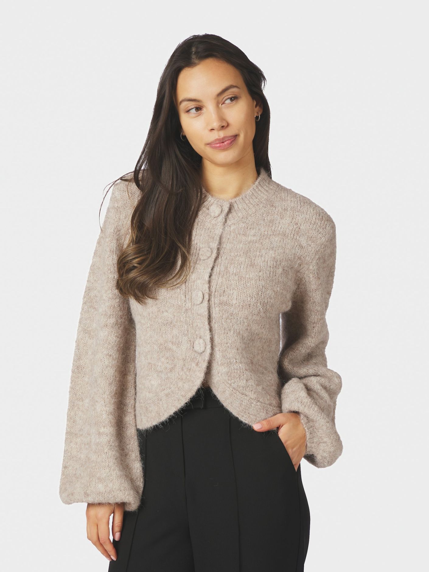 NEO NOIR Gio Fluffy Knit Cardigan