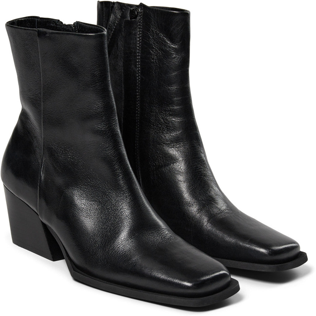 Skinn boots med fyrkantig tå 