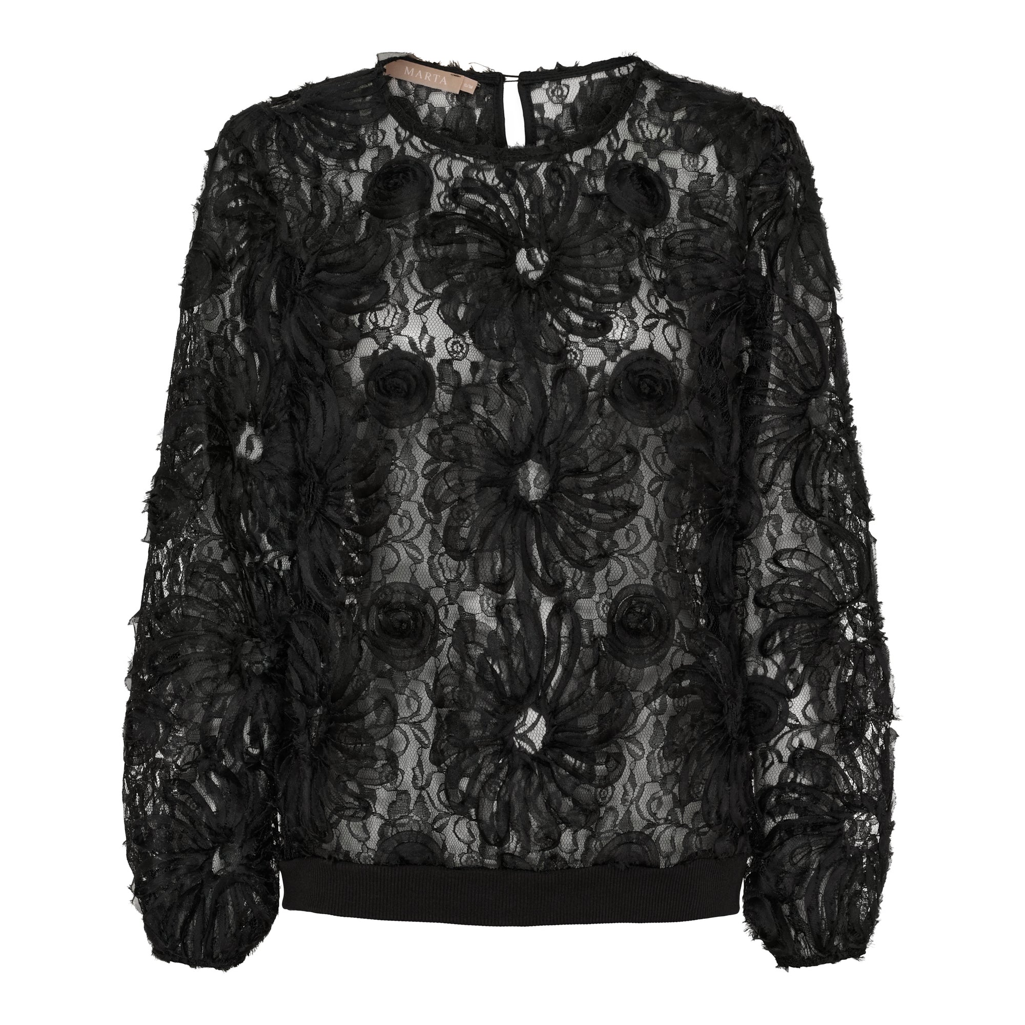 tröja i svart med 3d blommor