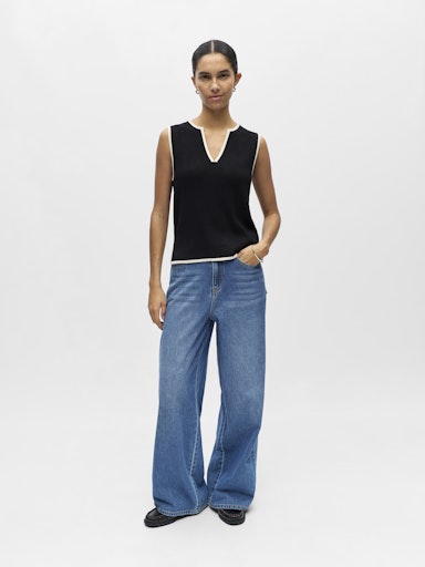 OBJECT VIVA S/L RE V-NECK KNIT TOP NOOS