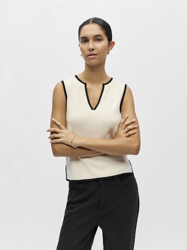 OBJECT VIVA S/L RE V-NECK KNIT TOP NOOS