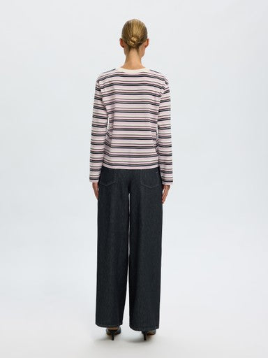 SELECTED ESSENTIAL LS STRIPED BOXY TEE NOOS