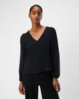 OBJECT MILA LS V NECK TOP BLACK