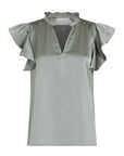 NEO NOIR STELLA HEAVY SATEEN BLOUSE SMOKE GREEN